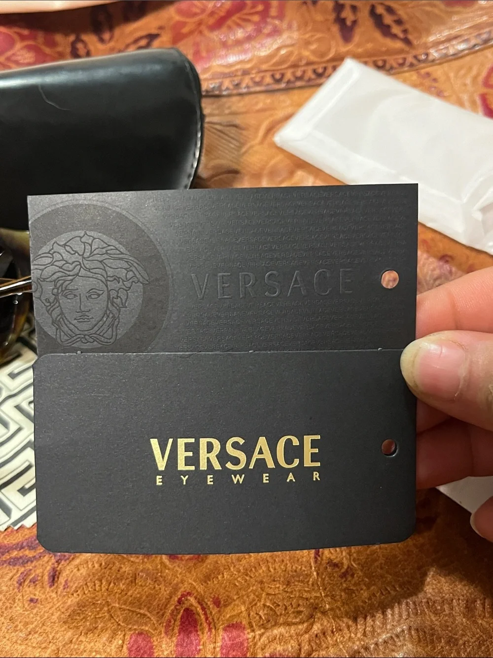 Versace Women's Black/Brown Gradient Oversized Sunglasses with Gold Logo